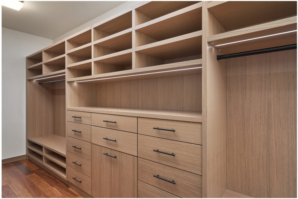white oak built in closet